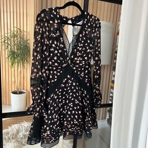 Self Portrait Twist Front Ditsy Mini Dress